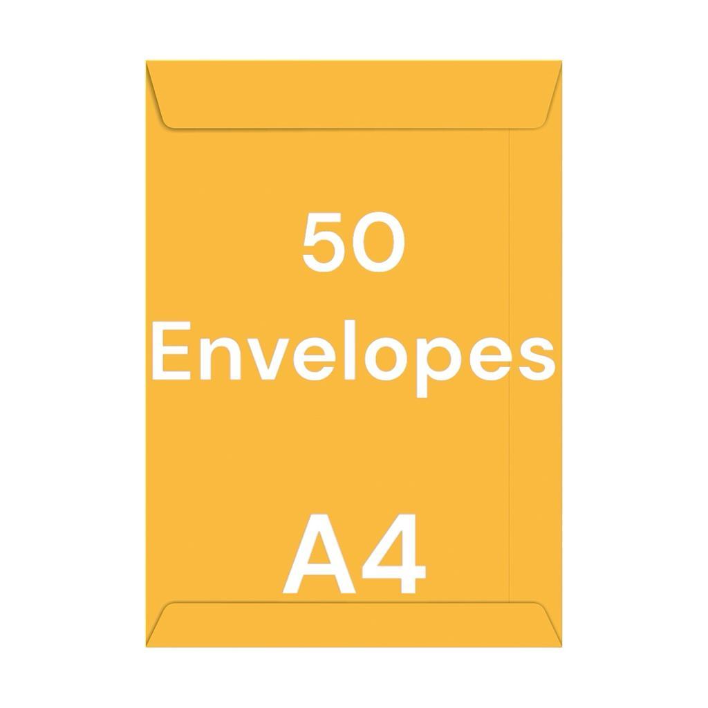 Kit 50 Envelopes A4 Kraft Ouro 22,9x32,4 50 Unidade 80g 32ko