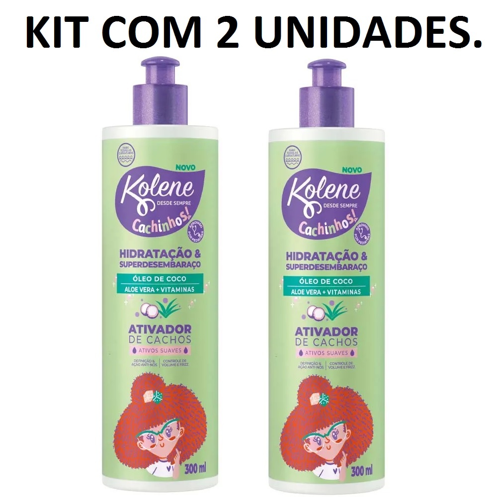 KIT COM 2 Ativador de Cachos Kolene Cachinhos Hidratação e Superdesembaraço 300ml