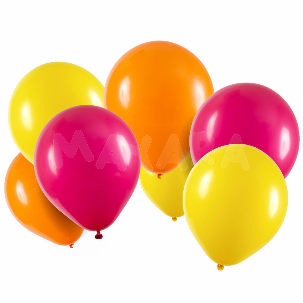 75 unidades Balões 8 Polegadas - Bexigas Laranja Pink e Amarelo