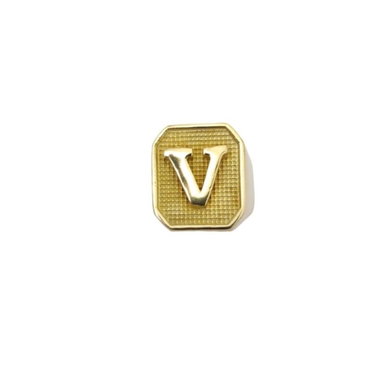 Anel Dedeira Moeda Antiga Letra v a m p t l Dourado Quadrado Nunca Descasca