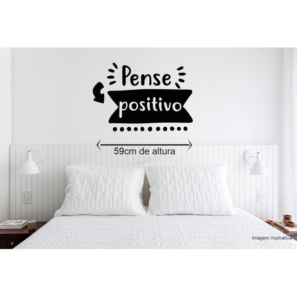 Adesivo De Parede Decorativo Frase Pense Positivo Casa Sala