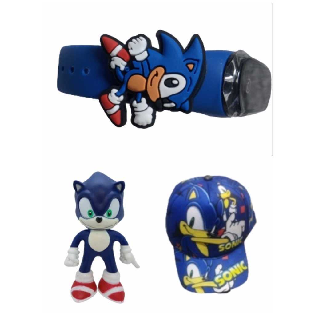 Relogio infantil a prova d agua mais bone e boneco do sonic ,Lancamento para alegrar seu filho