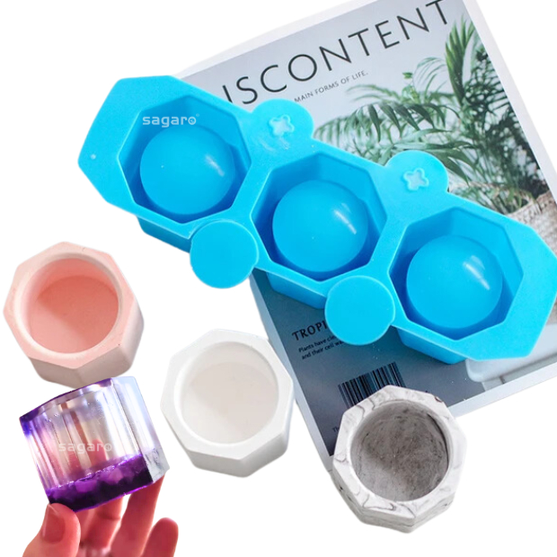 Molde Silicone 3 Vasos Vela Suculenta Gesso Cimento Resina Alta Qualidade