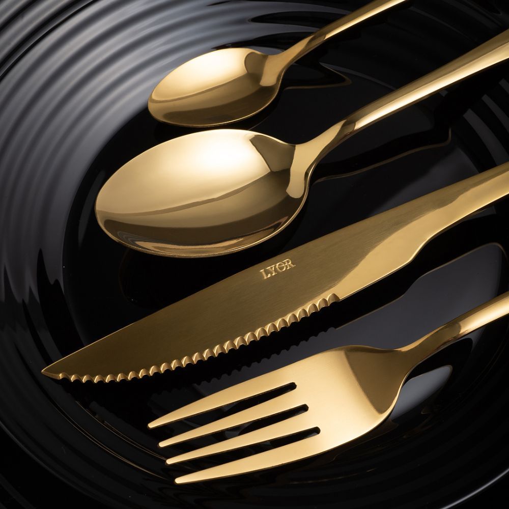 FAQUEIRO POSITANO EM AÇO INOX DOURADO 24 PEÇAS em Oferta na Shopee