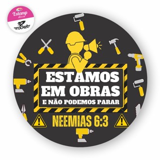 Painel de festa 3D, ESTAMOS EM OBRA, Redondo Helanca Premium C/ elástico!!! em Oferta na Shopee