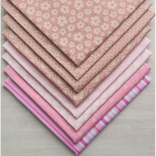 Kit Tricoline Rosa e Rosê Variados Artesanato 35 x 50 cm - 8 Cortes
