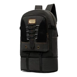 Mochila de Lona Masculina Grande 50L Reforçada Resistente Alta Qualidade Escolar Trabalho Viagem Camping Trilha