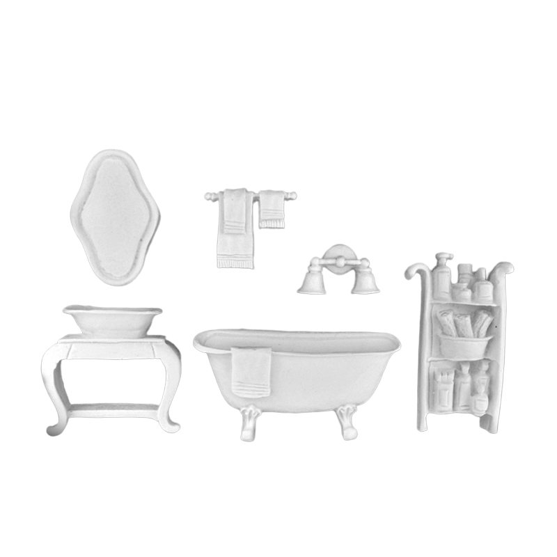 1 Kit Banheiro Resina Aplique Branca Decoração Artesanato (6 Peças)