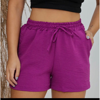 Shorts feminino curto tecido Duna com elástico, moda tendência