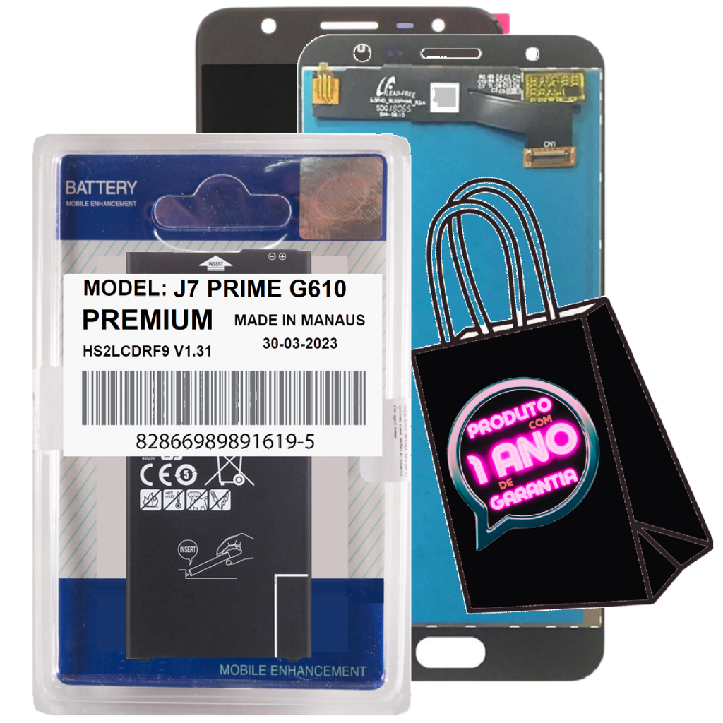 Kit Tela Frontal + Battria Compatível Galaxy J7 Prime G610 Touch Display + Premium Full Hd!