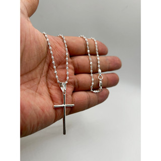 Correntinha Masculina Banhada a Prata 925 + Pingente Cruz Palito