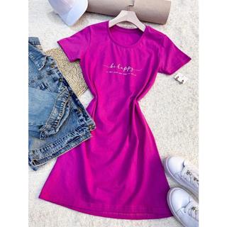 Vestido camiseta algodão Básica Estampa