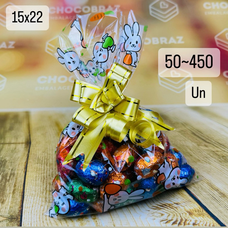 KIT sacos celofane Coelho Pascoa 2025 decorado 15x20 cm embalagem em Oferta na Shopee