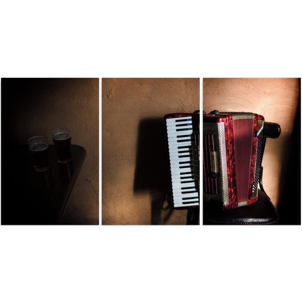 Quadro Sanfona Acordeon Decorativo 3 peças