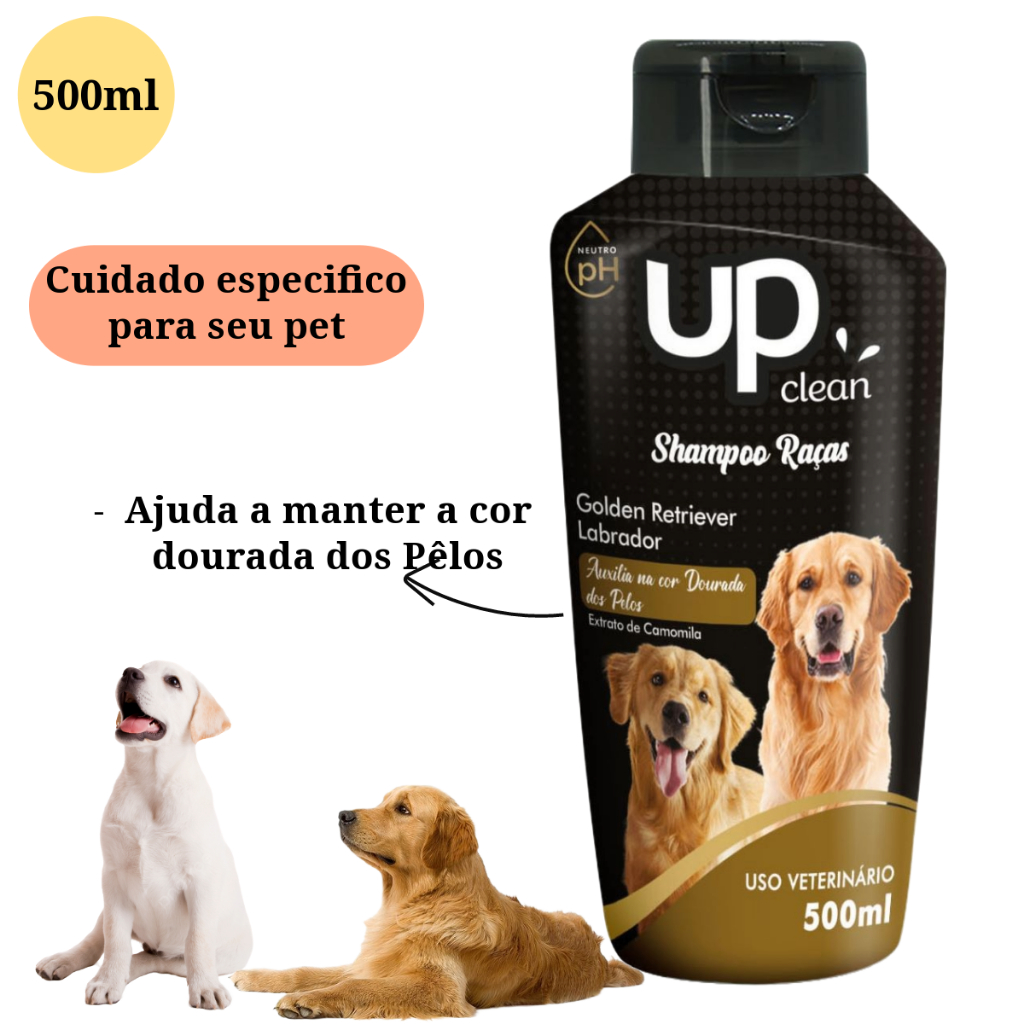 Shampoo Pets Cães Up Clean 500ml Raças Golden/ Labrador