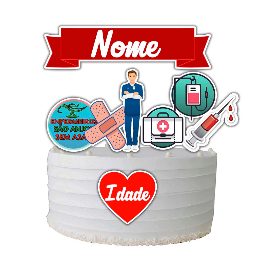 Topo De Bolo - Enfermeiro Masc - Pronto No Palito Personalizado