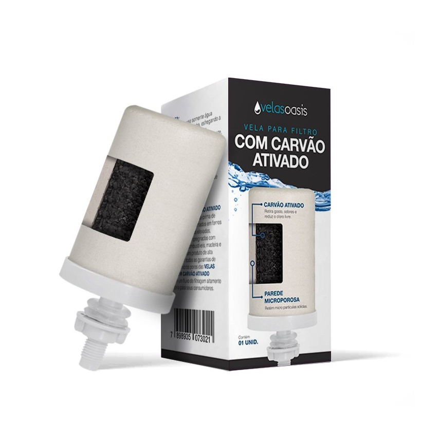 Detalhes do Kit 4 Vela Filtro De Barro Carvão Ativado Oasis + 4 Boia Dosadora / Compatível em Todos Modelos