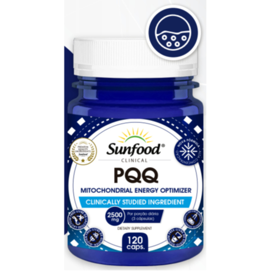 PQQ 2500mg 120 cápsulas Sunfood - Auxiliar na produção de energia celular