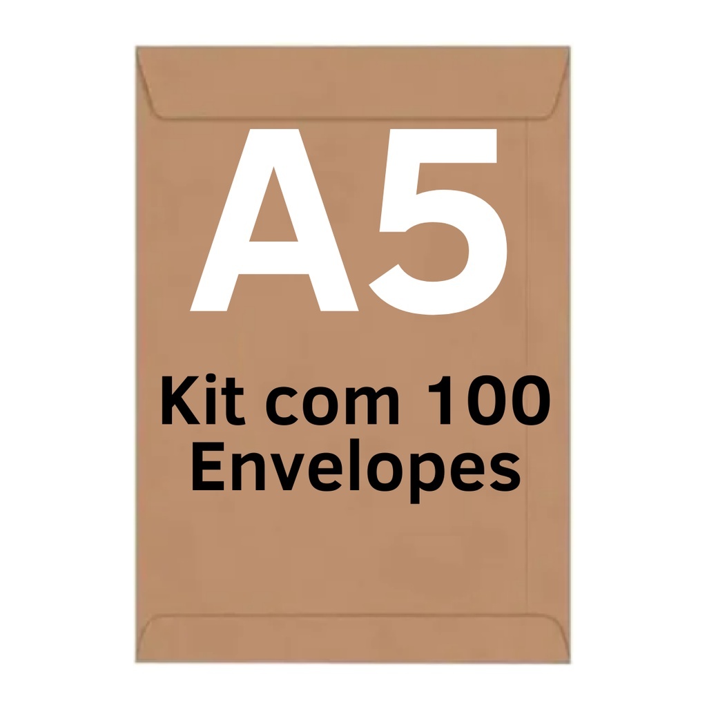 Envelope Saco Kraft Pardo Tamanho A5 25kn 176x250 100 Unidades