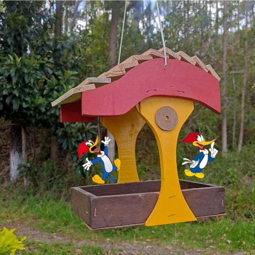 Comedouro Pica-Pau para Passarinho - Decoração - Jardim - Quintal - Varanda
