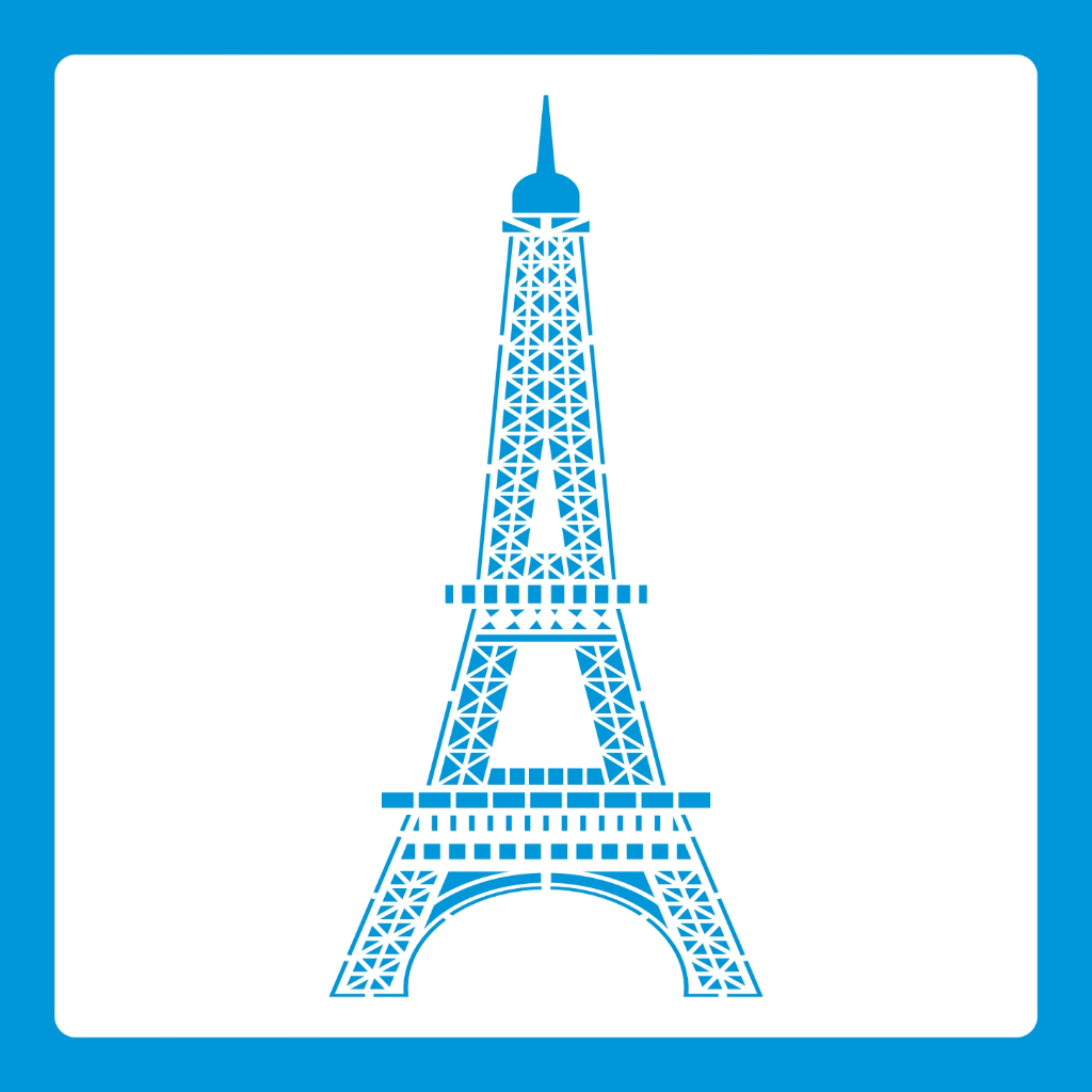 Stencil 14 X 14 TORRE EIFFEL PEQ Molde Vazado Pintura Tecido Mdf Madeira Parede Camiseta Pano Prato