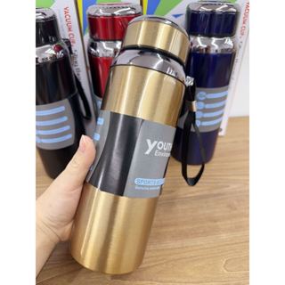 Garrafa Térmica Aço Inox com Alça em Tecido Sintético- Capacidade 800ML- Squeeze Academia/Escola/Trabalho/Casa/Camping em Oferta na Shopee