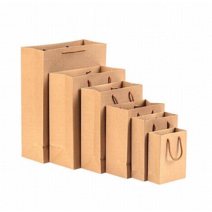 Sacola Kraft com alça  de cordão diversos tamanhos kit com 12 OU 24 unidades