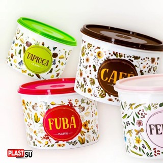 Pote Floral Estampado Porta Mantimento 1,8L Modelos Variados Transparente e Branco ENVIO IMEDIATO em Oferta na Shopee