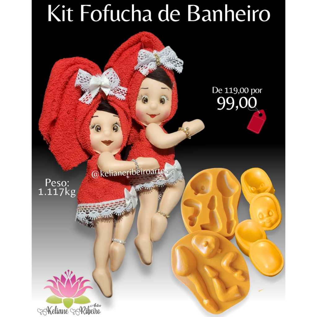 Frisador de resina kit fofucha de banheiro 3pç