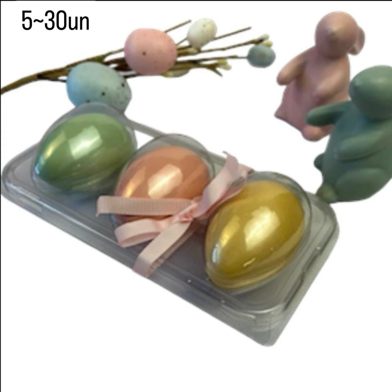 KIT EMBALAGEM BANDEJA 03 OVO 50 GR PÁSCOA 2024 FLIP TRIO OVO PÁSCOA