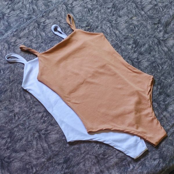 Kit 2 Body Alcinha Fina Canelado Premium Com Forro Duplo Bory Feminino Moda Básica