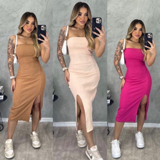 Vestido Tubinho com fenda