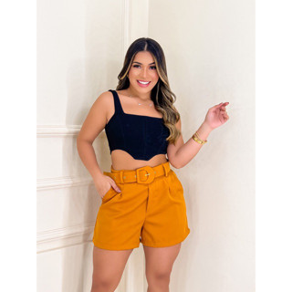 Short Feminino Alfaiataria Com Cinto