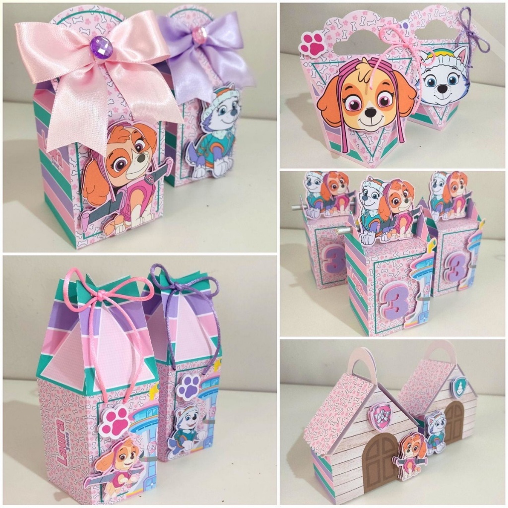 ENVIO RAPIDO/20 CAIXINHAS PERSONALIZADAS/LEMBRANCINHAS/PERSONALIZADOS/PEGUE E MONTE:TEMA PATRULHA CANINA SKYE E EVEREST
