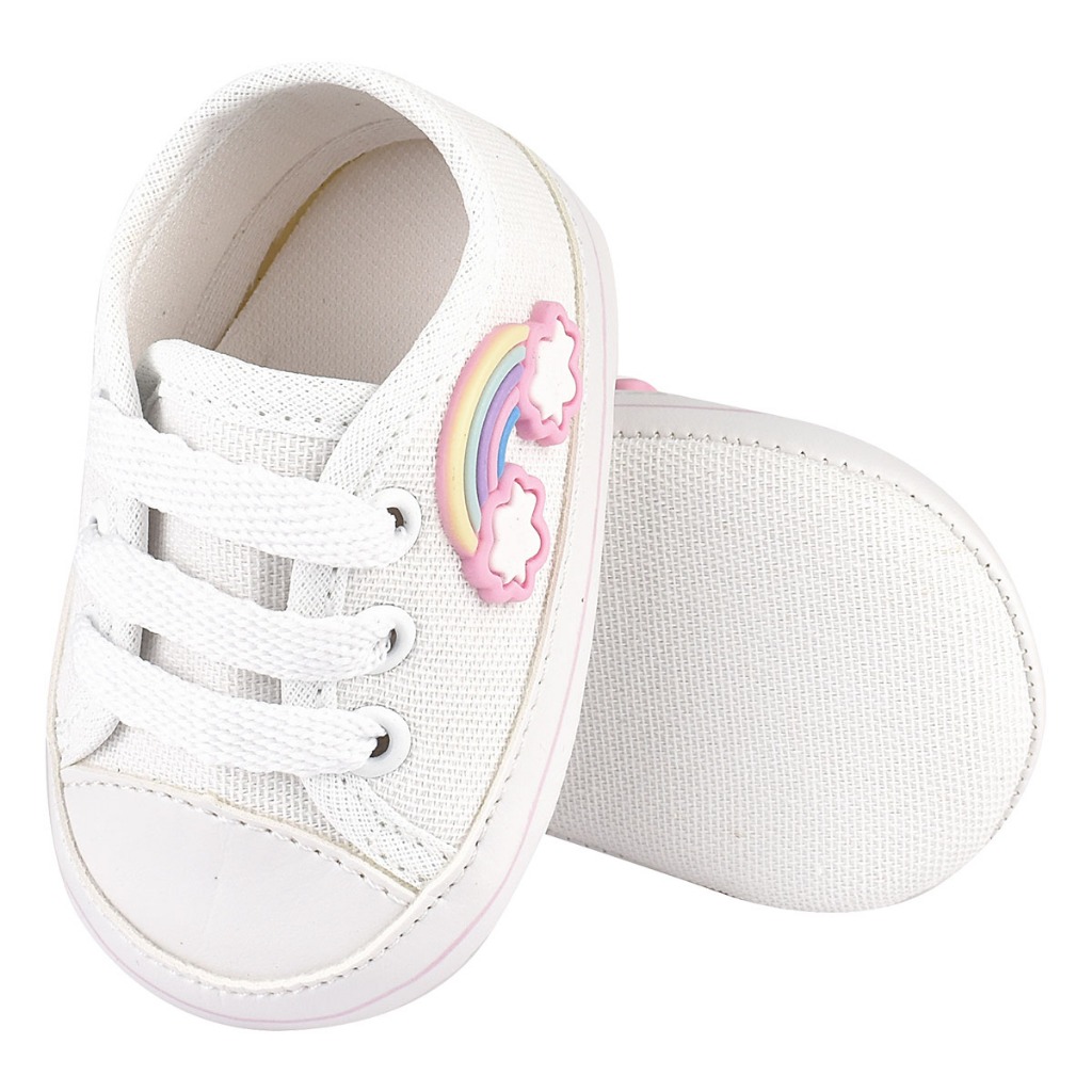 Tenis Bebe Menina Sapatinho Arco-íris Moda Conforto Antialergico