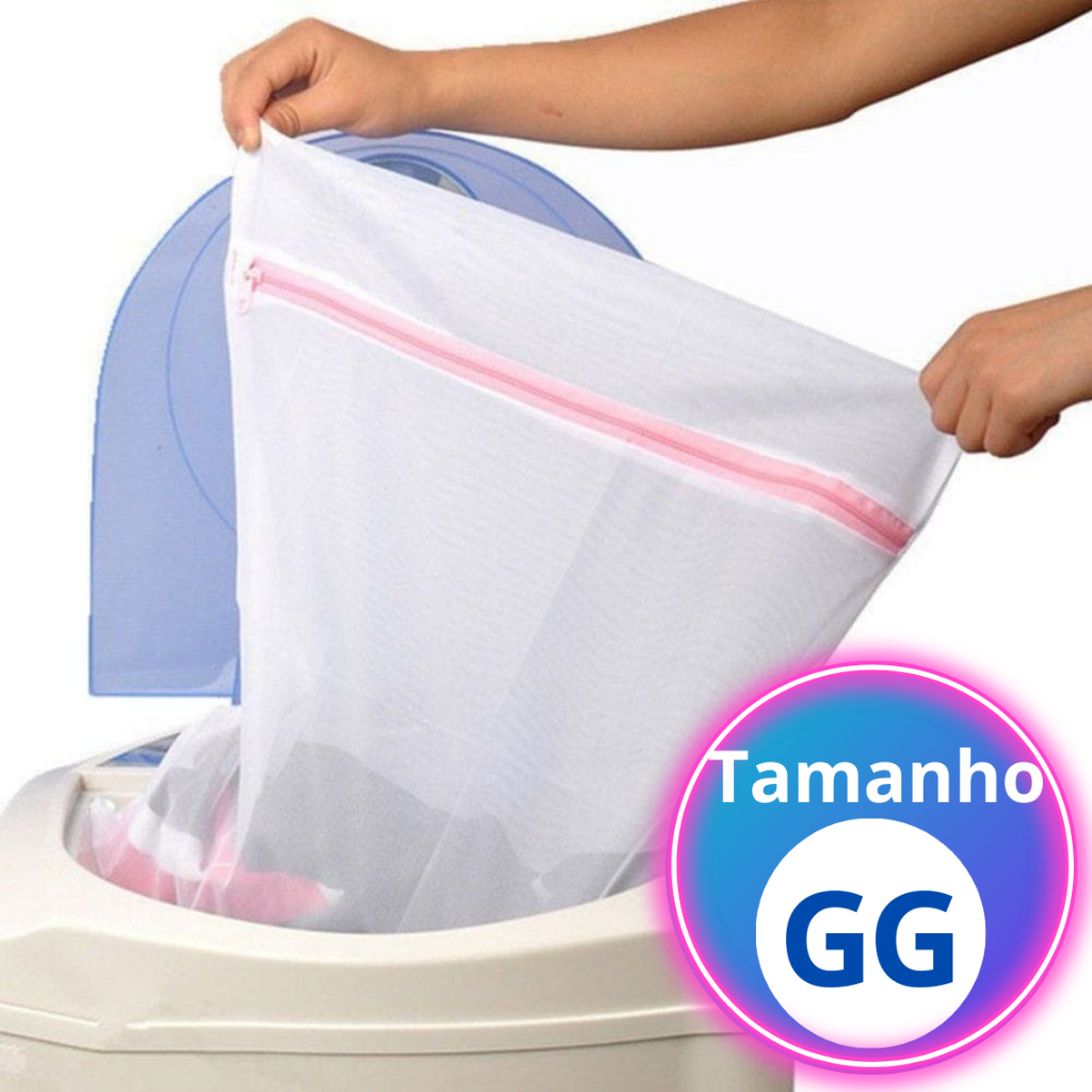 Saco Lava Fácil para Máquina de Lavar Roupas Delicadas Tamanho Gigante Telado 60x50cm