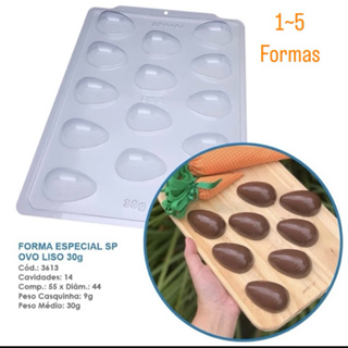 1~4 Forma Silicone Ovo de pascoa Liso 30g Linha Premium - BWB cod 3613 (CHOCO) em Oferta na Shopee