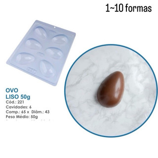 KIT Forma Simples Ovo Liso 50g 221  (J9) em Acetato BWB Para Bombom e Doces de Chocolate e Confeitaria Páscoa em Oferta na Shopee