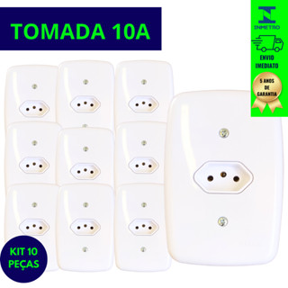 Kit 10 Tomada 10A 2p+t 4x2 250v Branca