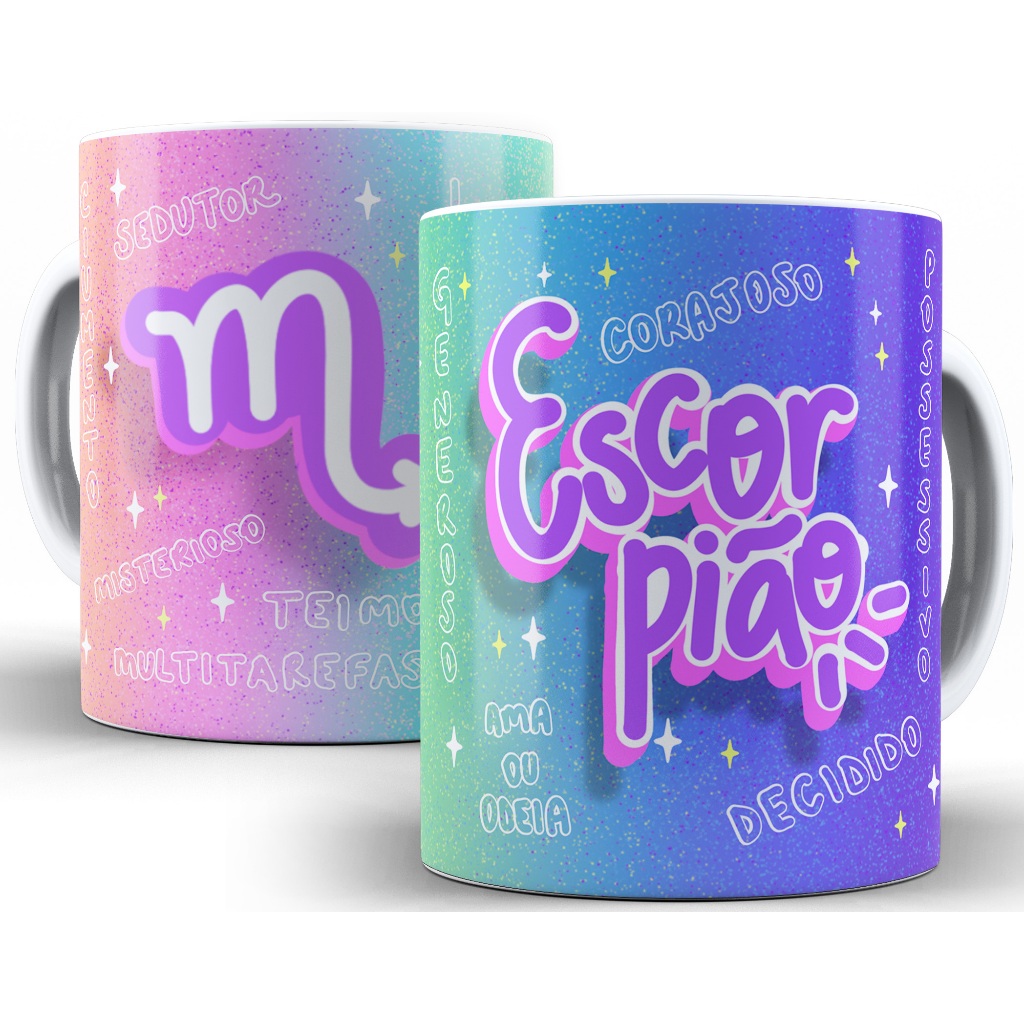 Imagem Caneca Xicara Signo Escorpião Colorida Personalizada 325 Ml