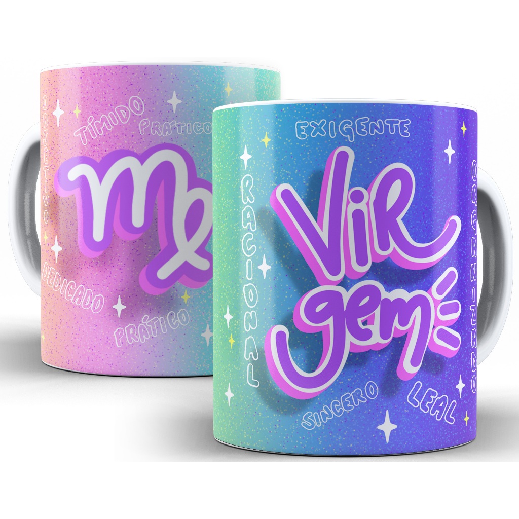 Imagem Caneca Xicara Signo Virgem Colorida Personalizada 325 Ml
