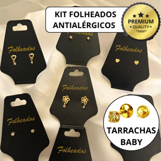 Kit 5 Pares Brincos Infantil Tarraxa Baby Folheados a ouro Antialergico Sortidos Tarracha Criança Garantia Atacado Promoção em Oferta na Shopee
