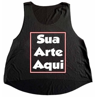 Cropped Preto Personalizado Camiseta Feminina Sua Arte Sua Logo Ler Descrição