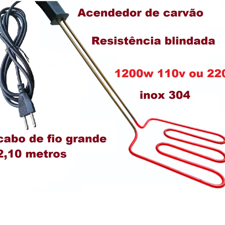 Acendedor Elétrico para  Churrasqueira  Lareira e Fogão a lenha 1200w 110v ou 220 v