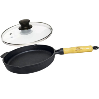 Frigideira Ferro Fundido C/tampa Vidro Cabo Madeira 26cm Lib em Oferta na Shopee