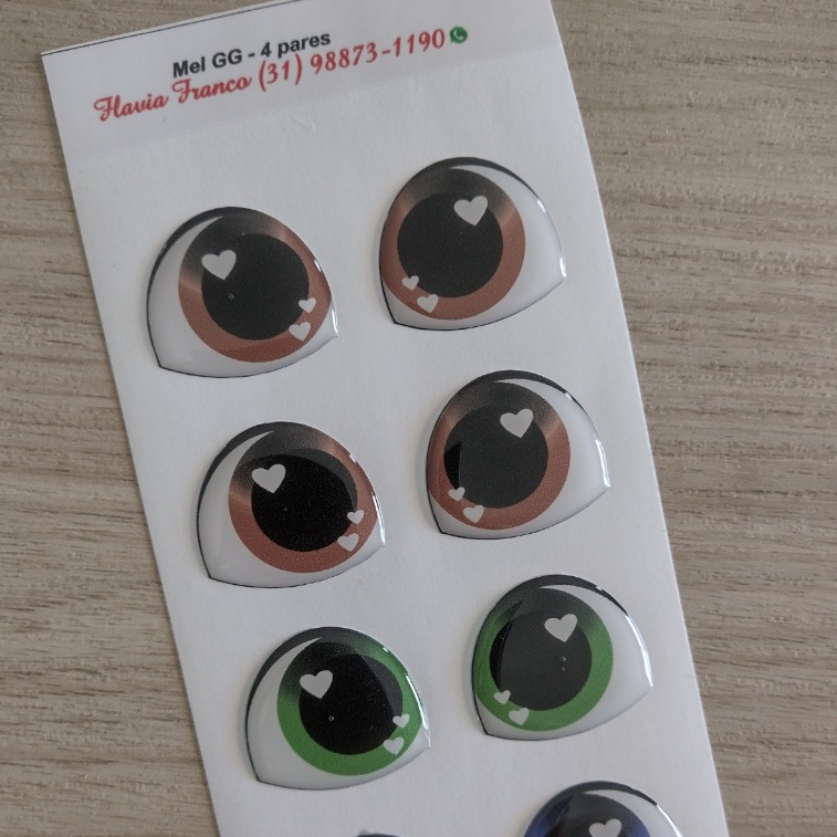 MEL GG- 4 PARES - Cartela Olhinhos Olhos Resinados Biscuit E Eva em Oferta na Shopee