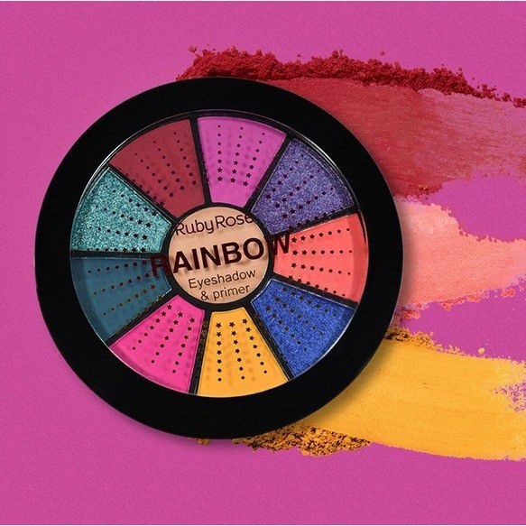 Mini Paleta de Sombras 9 Tons - RUBY - MAGIC - RAINBOW + Primer Ruby Rose