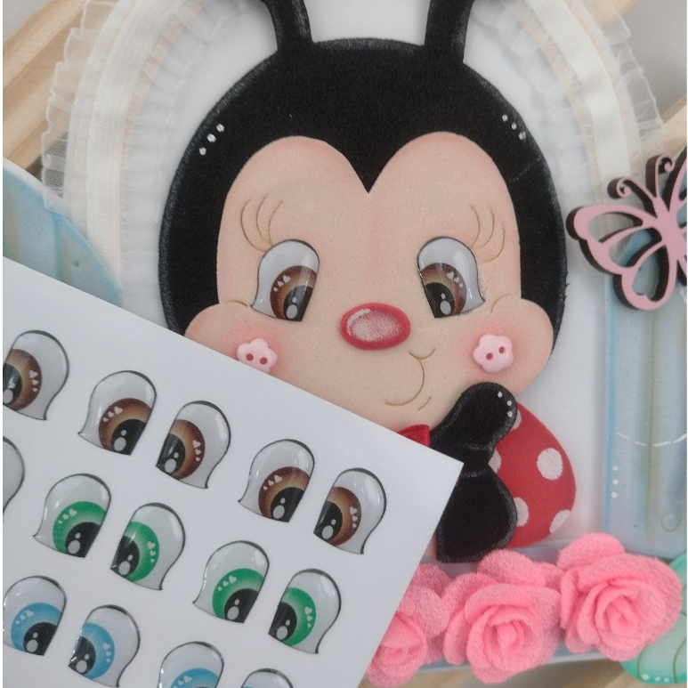 Tica G - 12 pares - Cartela Olhinhos Olhos Resinados Biscuit E Eva em Oferta na Shopee