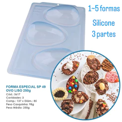 1~4 Forma BWB Com Silicone Semiprofissional, Auto Rendimento Doces Finos Chocolates - SP Ovo Liso 250g (CHOCO)