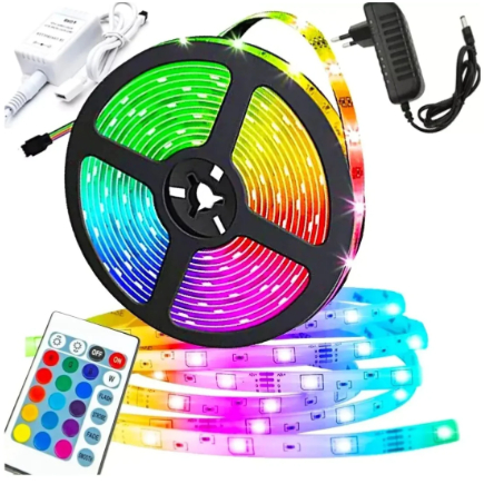 Fita LED 5050 Colorido RGB 5M 12v 150 Leds | Fita + Controle + Fonte